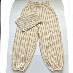 Free People Beach Set, Two Piece Set, Tube Top with Pants, Beige, Size XL